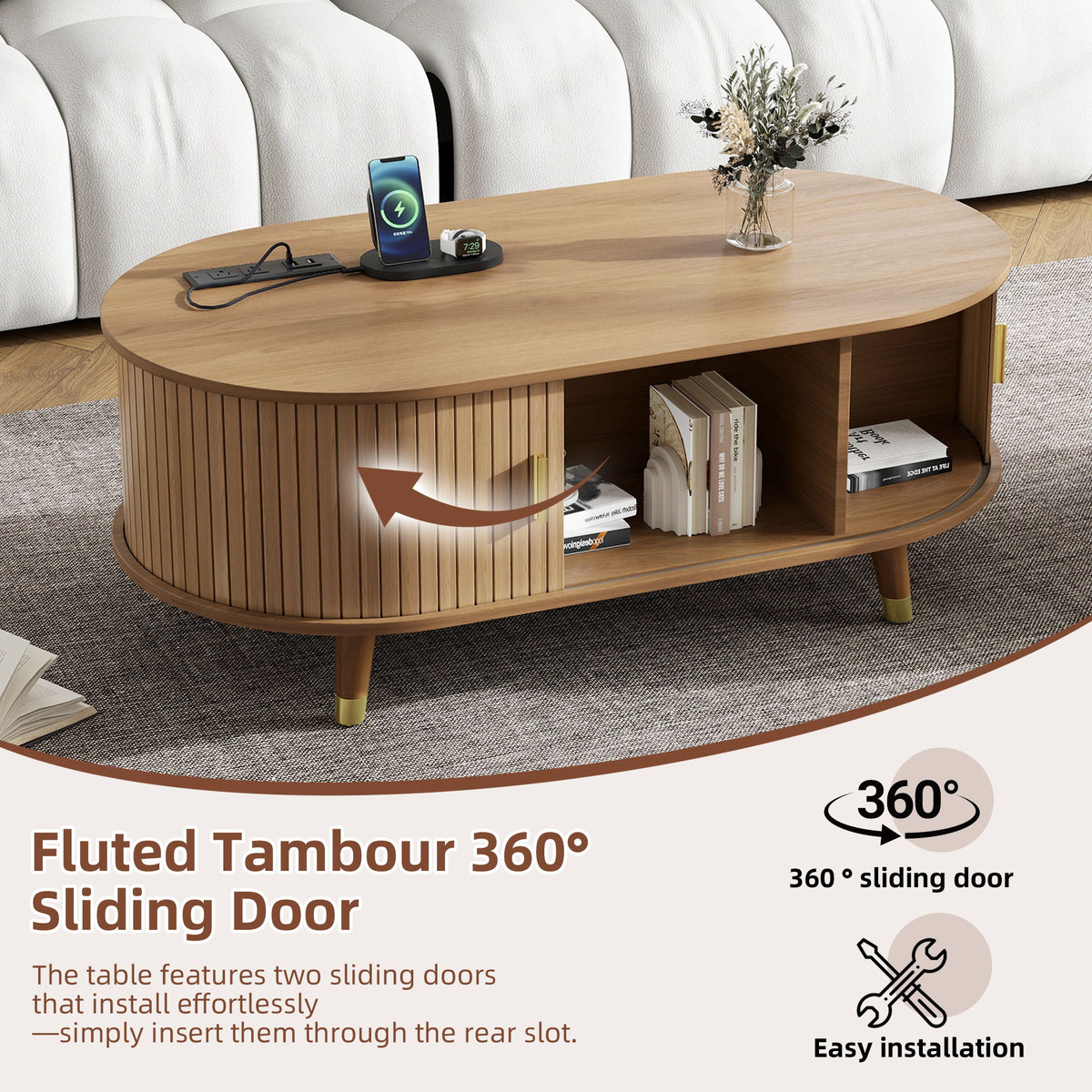 TV Stand & Coffee Table Set With Charging Station