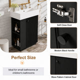 Bathroom Vanity With Sink, Freestanding Wood Grain Cabinet With Storage