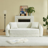 Curved Convertible Sofa, 2 In 1 Fold Out Bed With Pull Out Base And Deep Seat