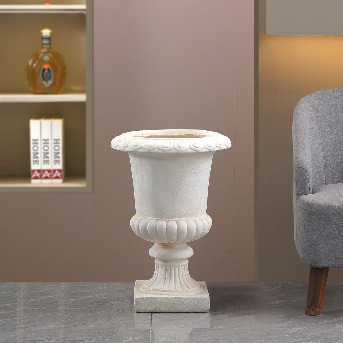 Roman Urn Planter Pot For Indoor / Outdoor - Beige White