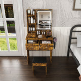 Modern Small Vanity Desk With 3 LED Lighting Modes, 3 Drawers