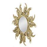 Sunburst Metal Decorative Mirror With, Boho Wall Decor Sun Mirror For Living Room Bathroom Enterway - Gold - Wall Mirrors - Alpine Outlets