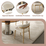 Round Dining Table With Tempered Glass Top - Brown