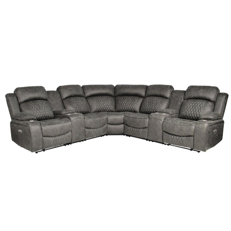 Power Motion Reclining Sectional Set With Console