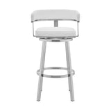 Lorin - 26" Faux Leather And Brushed Stainless Steel Swivel Bar Stool - White