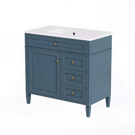 Bathroom Vanity With Sink, Rectangular Storage Cabinet & 2 Drawers And Tip Out Drawer