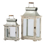 Wooden Candle Lantern Decorative, Hurricane Lantern Holder Decor For Indoor Outdoor, Home Garden Wedding - White - Lanterns - Alpine Outlets