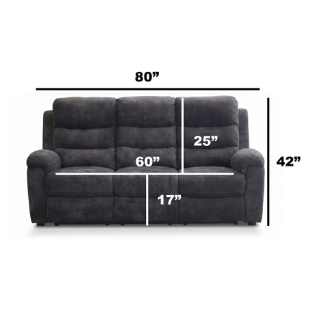 3 Seater Manual Recliner Sofa With 150° Recline, 2 Adjustable Side Seats, Extended Footrest, Oversized Seating For Living Room - Dark Gray