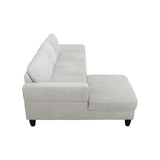 2 Piece L - Shaped Left Chaise Sectional Sofa With Ottoman, Living Room Furniture - White / Gray