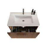 Etna - Striped Bathroom Vanity With Ceramic Sink, Wall Mounted Floating Bathroom Vanity For Modern Bathroom