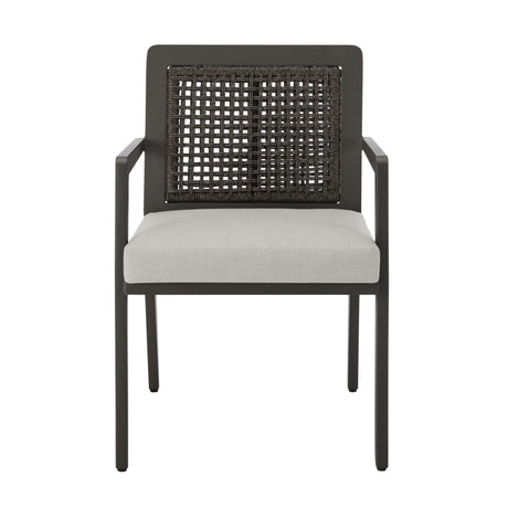 Avila - Outdoor Dining Chair With Woven Rattan Back Aluminum Frame And Cushion (Set of 2) - Dark Bronze / Silver Ash