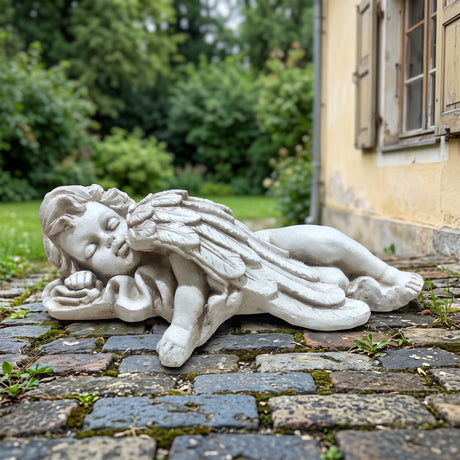 Magnesium Oxide Lying Angel Statue Weatherproof Angel Sculpture Garden Lawn Patio Decor Ornament