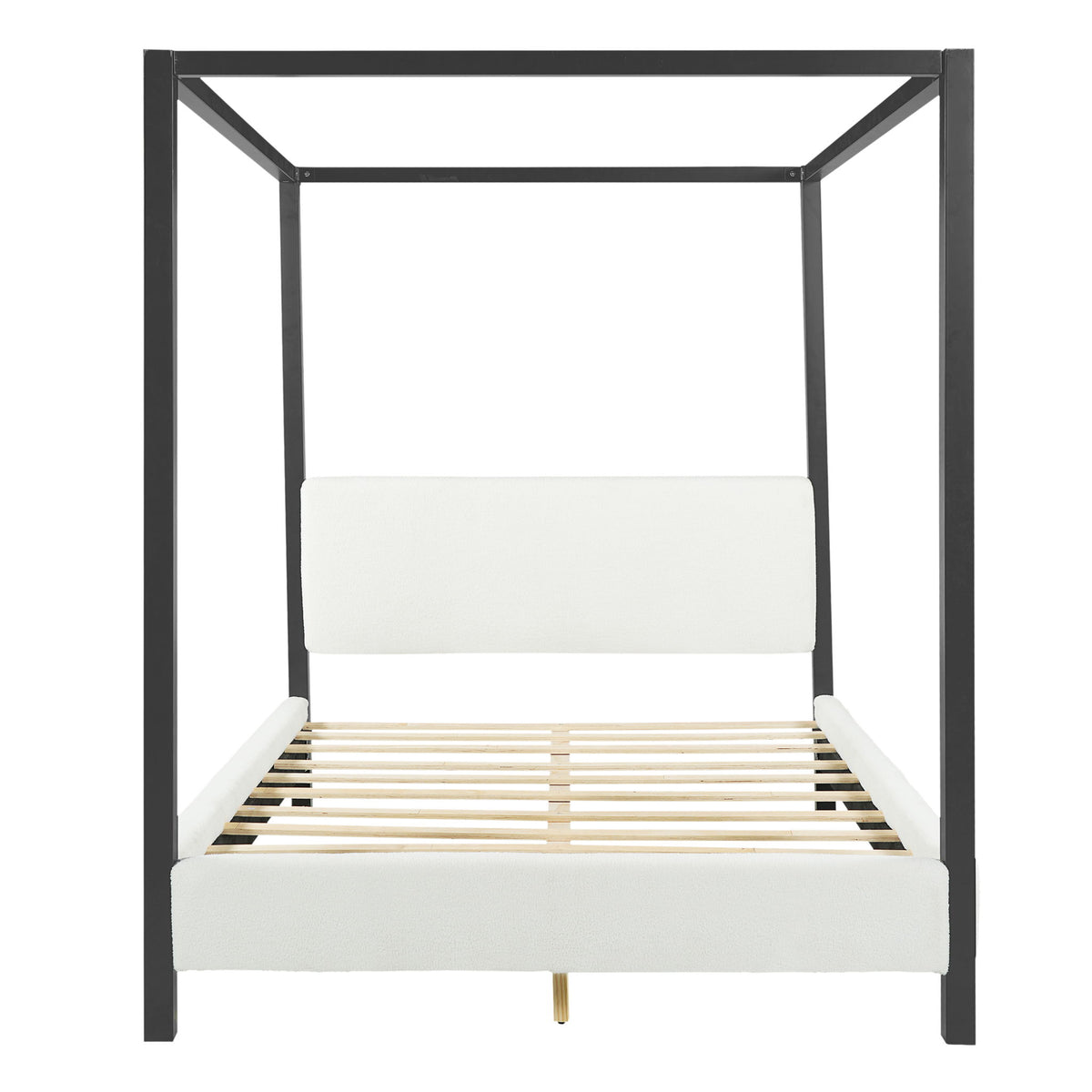 Queen Canopy Bed With Upholstery - White / Black