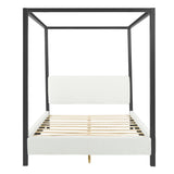 Queen Canopy Bed With Upholstery - White / Black