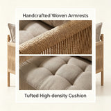 Accent Armchair With Removable Cushions For Living Room - Matte Black / Natural / Sand