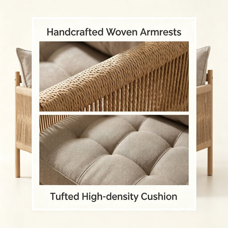 Accent Armchair With Removable Cushions For Living Room - Matte Black / Natural / Sand