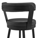 Bryant - 30" Bar Height Swivel Bar Stool - Black Finish And Black Faux Leather