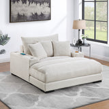 Upholstered Chaise Lounge With Cup Holders USB Port And Pillows
