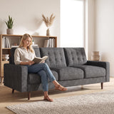 3 Seat Sofa Couch With Tufted Back Upholstered Couch For Living Room