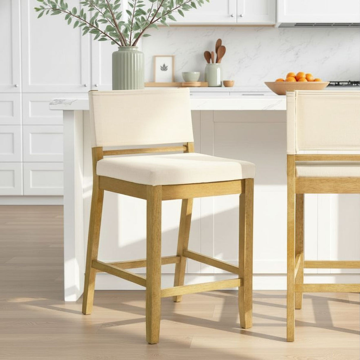 Yaneli - Contemporary Natural Wood Counter Height Kitchen Bar Stool