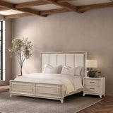 3 Piece Bedroom Set With Padded Headboard, 2 Nightstands