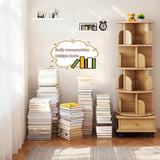 Rotating Bookshelf With Wheels And Drawer, 360° Spinning Design, Space Saving Storage