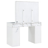Winona - Makeup Vanity Set With Bulb Lit Mirror And Upholstered Stool - White