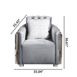 Accent Chair With Button Tufted Diamond Grid & 1 Pillow For Living Room