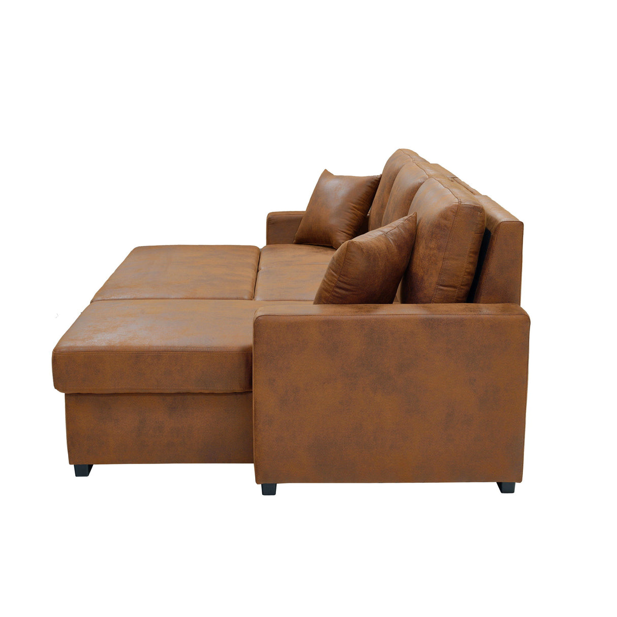 Upholstered Sectional With Pull-Out Bed And Chaise Storage