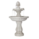 37.4"H 2-Tier White Polyresin Outdoor Water Fountain, Classic Pedestal Cascading Water Feature for Patio Garden Yard Decor