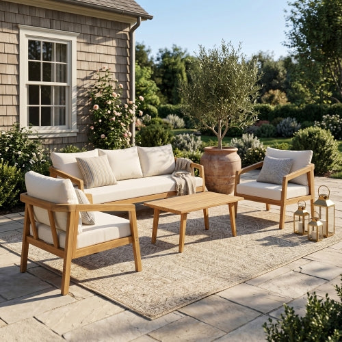 4-piece patio set 5-Seater Acacia Wood Patio Chat Set