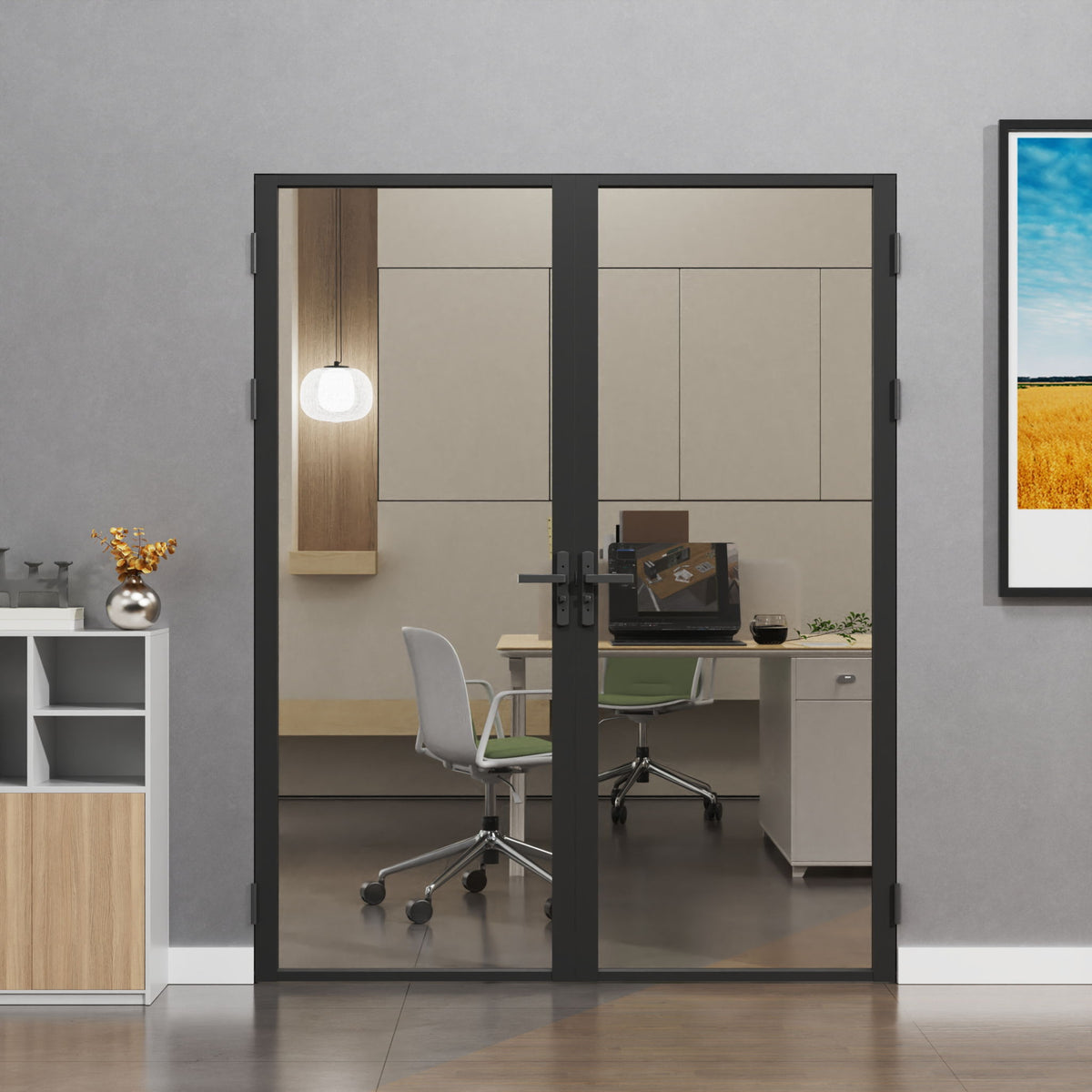 Door Slab Frame Door For Closet Pantry - Black