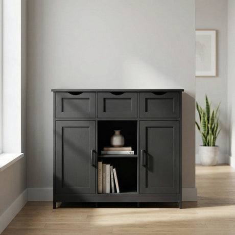 Storage Cabinet Wooden Floor Accent 31in x 12in with Drawers Shelves