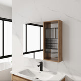 Wall Mounted Bathroom Mirror Cabinet With Adjustable Shelves - Imitative Oak