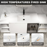 Wall Mounted Bathroom Vanity With Sink, Cabinet & Half Door