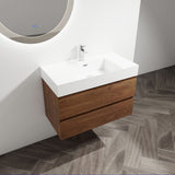 Wall Mounted Bathroom Vanity And Sink, 2 Soft Close Drawers
