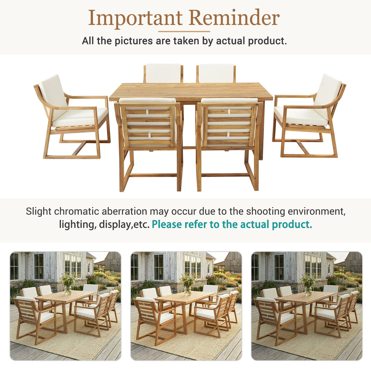 7 Piece Modern Outdoor Dining Set, Patio Furniture