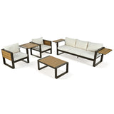 Large 4-Piece Aluminum Frame Outdoor Patio Furniture Set Beige Cushions
