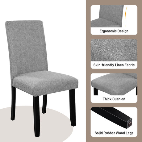 5 Piece Round Dining Table Set, Modern Table And 4 Upholstered Chairs For Dining Room