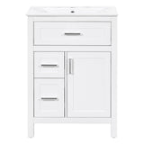 Modern Bathroom Vanity With Sink, Flip Drawer & 2 Drawers, Soft Close Hinges, Adjustable Shelf