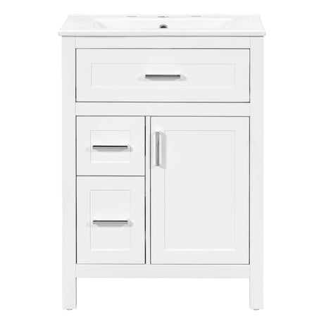 Modern Bathroom Vanity With Sink, Flip Drawer & 2 Drawers, Soft Close Hinges, Adjustable Shelf
