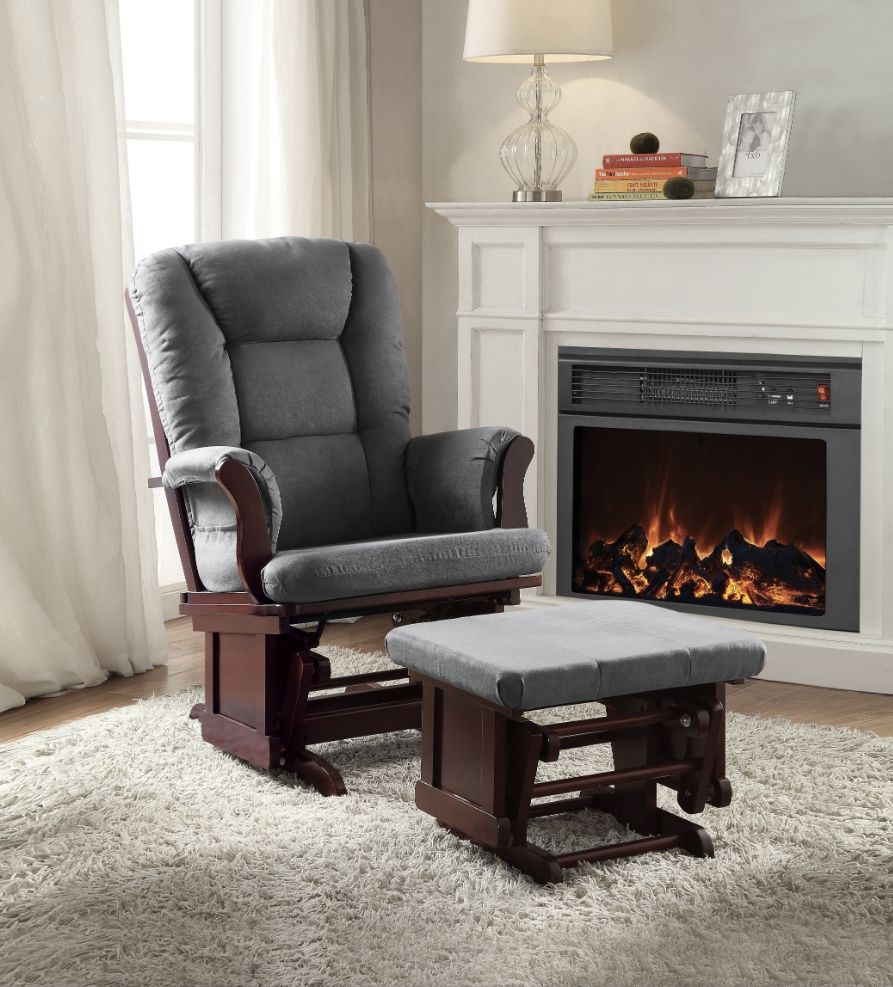 Adeliza - Microfiber Glider Chair With Ottoman - Gray - Stationary Chair & Ottoman - Alpine Outlets
