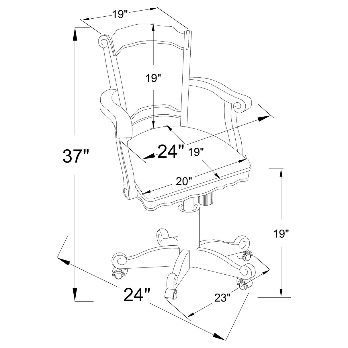 Upholstered Game Chair With Caster Wheels - Black