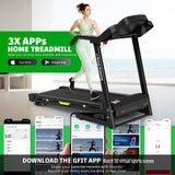 Foldable Treadmill With Incline For Home, Electric Running Machine With Speed Control, Pulse Monitor, 12 Training Programs - Black