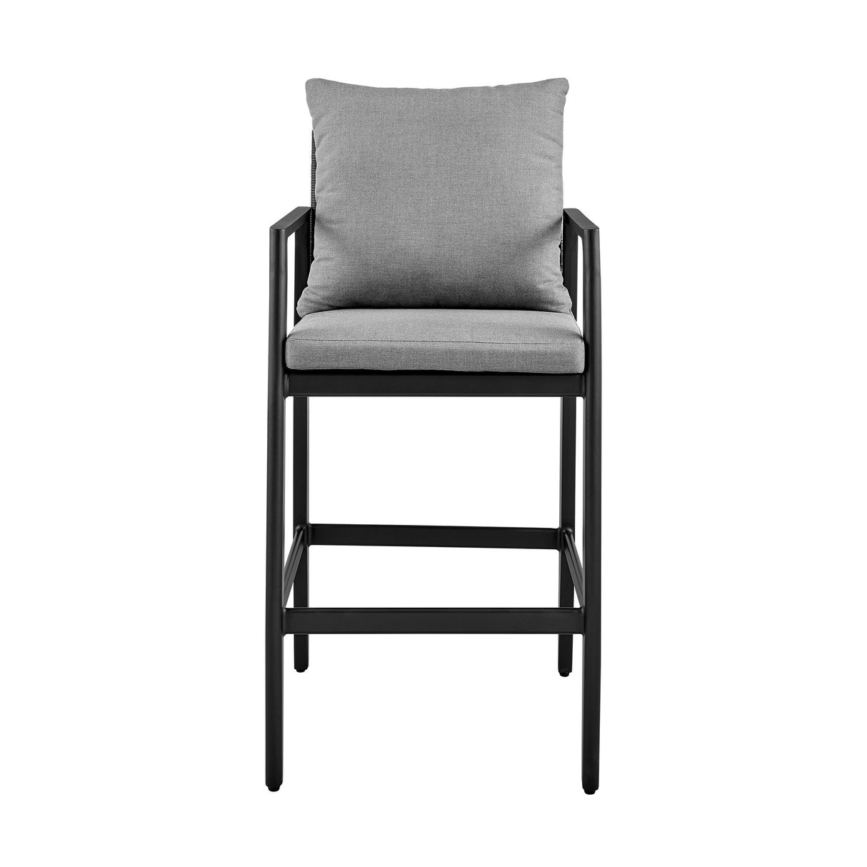 Cayman - Outdoor Patio Counter Height Bar Stool In Aluminum With Gray Cushions