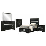 Modern Bedroom Set With Upholstered Headboard And Textured Storage