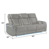 Electra - Power Reclining Sofa With Power Headrests, Drop Down Table, Reading Light, Massage, LED Lighting And USB Control