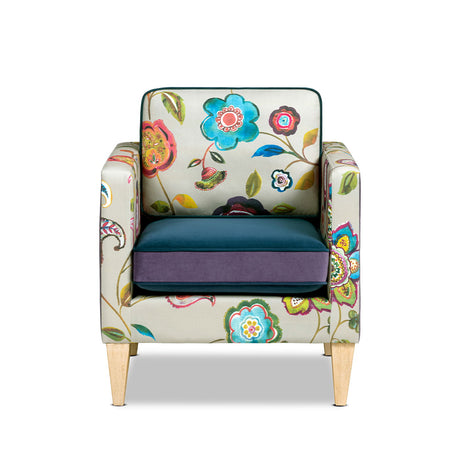 Mamba - Patchwork Accent Chair - Teal Blue Purple / Multicolored Floral