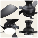 52" Ceiling Fan With 3 Color Dimmable LED Light, DC Reversible Motor, 6 Speed Settings