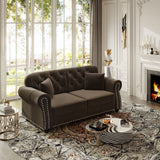 Upholstered Sofa Set With Nailhead Trim And Rolled Armrests, Includes Pillows